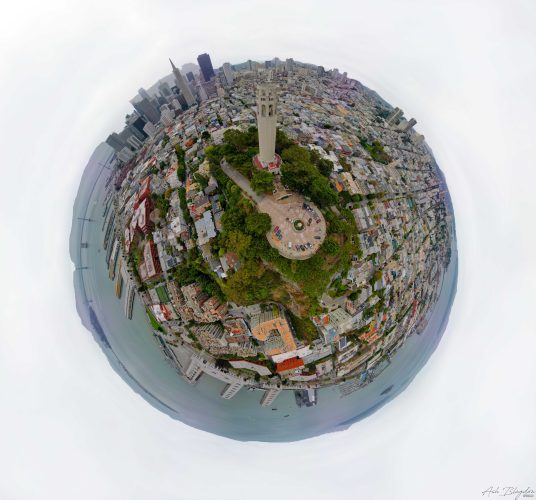 Coit Tower 20221004 Tiny Planet Drone Shot San Francisco 1