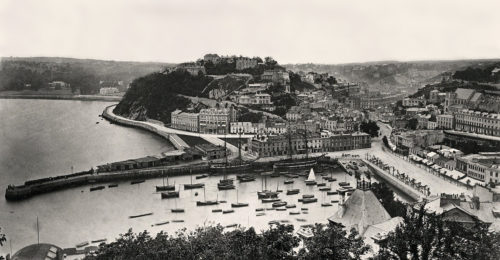 Looking across to Walden Hill. circa 1880. To the left you can just make out Torre Abbey and some of Chelston behind! circa 1880, Torquay Harbour - History