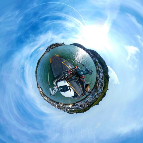 Dartmouth Lower Car Ferry, Kingswear - Tiny Planet