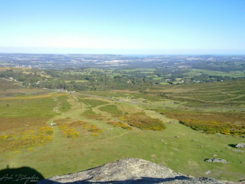 View over green moorland landscape