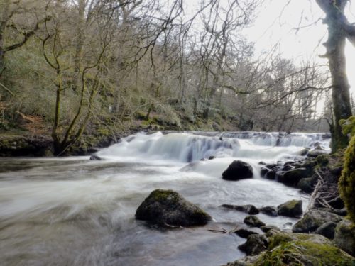 Water flowing over rocks