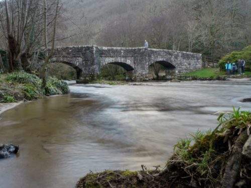 Water flowing under a bridge