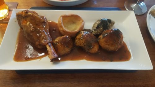 Lamb shank roast at the Buccaneer, Babbacombe Downs