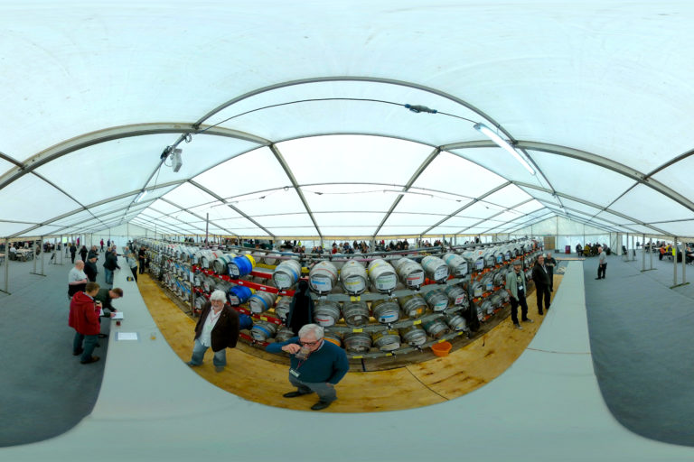 Beer kegs at a Beer festival