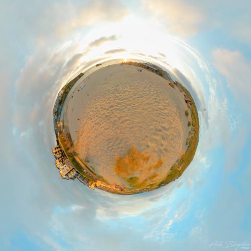 Watering Hole Perranporth Beach, Tiny Planet Watering Hole Perranporth Beach, Tiny Planet