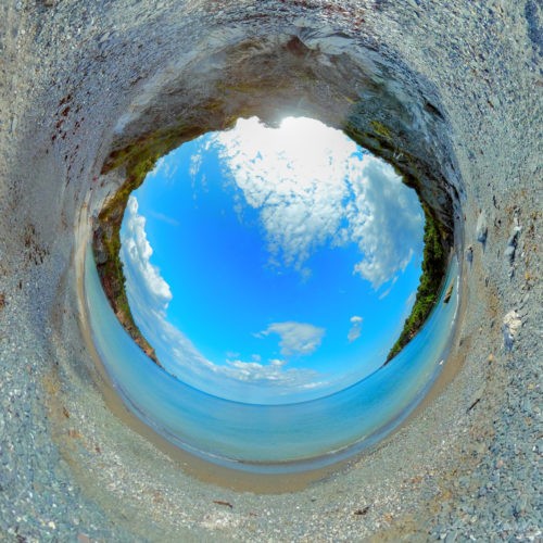 Brixham beach with blue sky