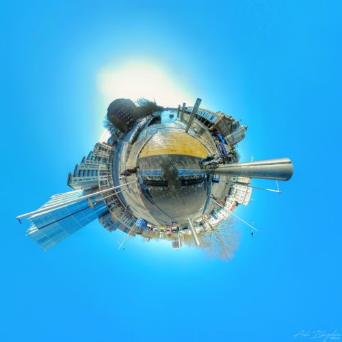 Tiny Planet of bristol cascade steps