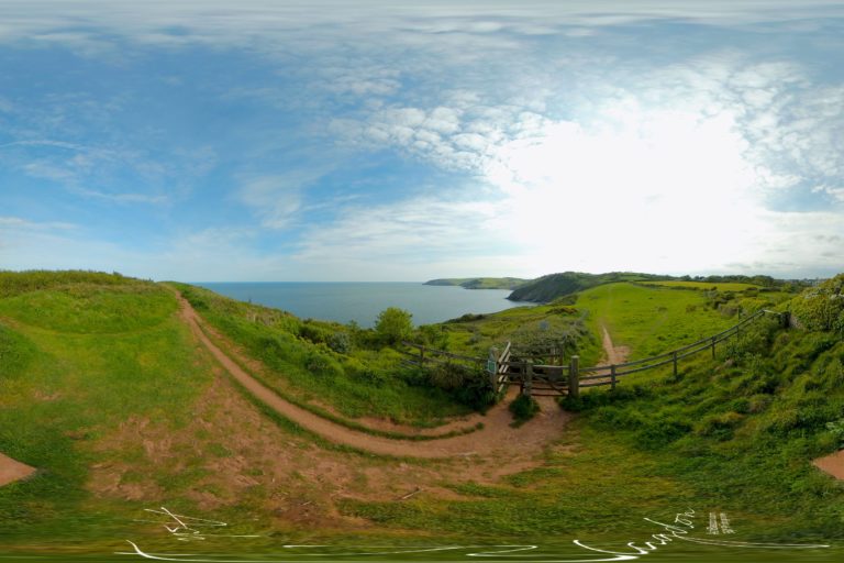 View looking over sea from a bench