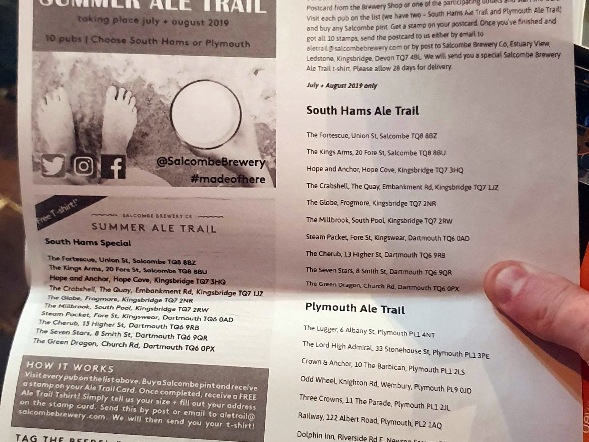 Salcombe Ale trail list
