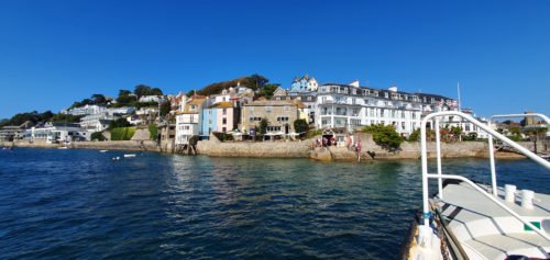 View of Victorian houses from the ferry Salcombe