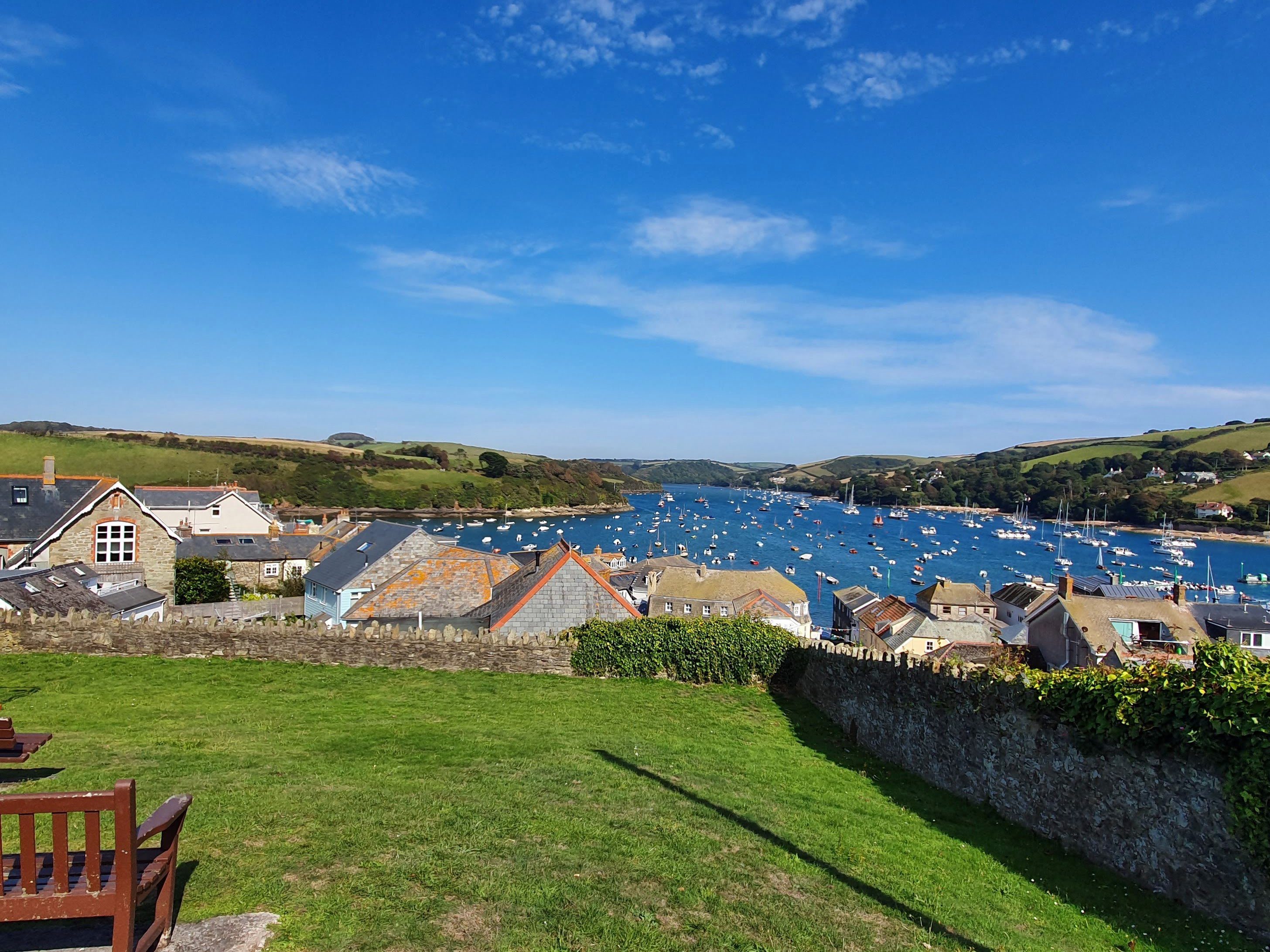 View of a river with a bench