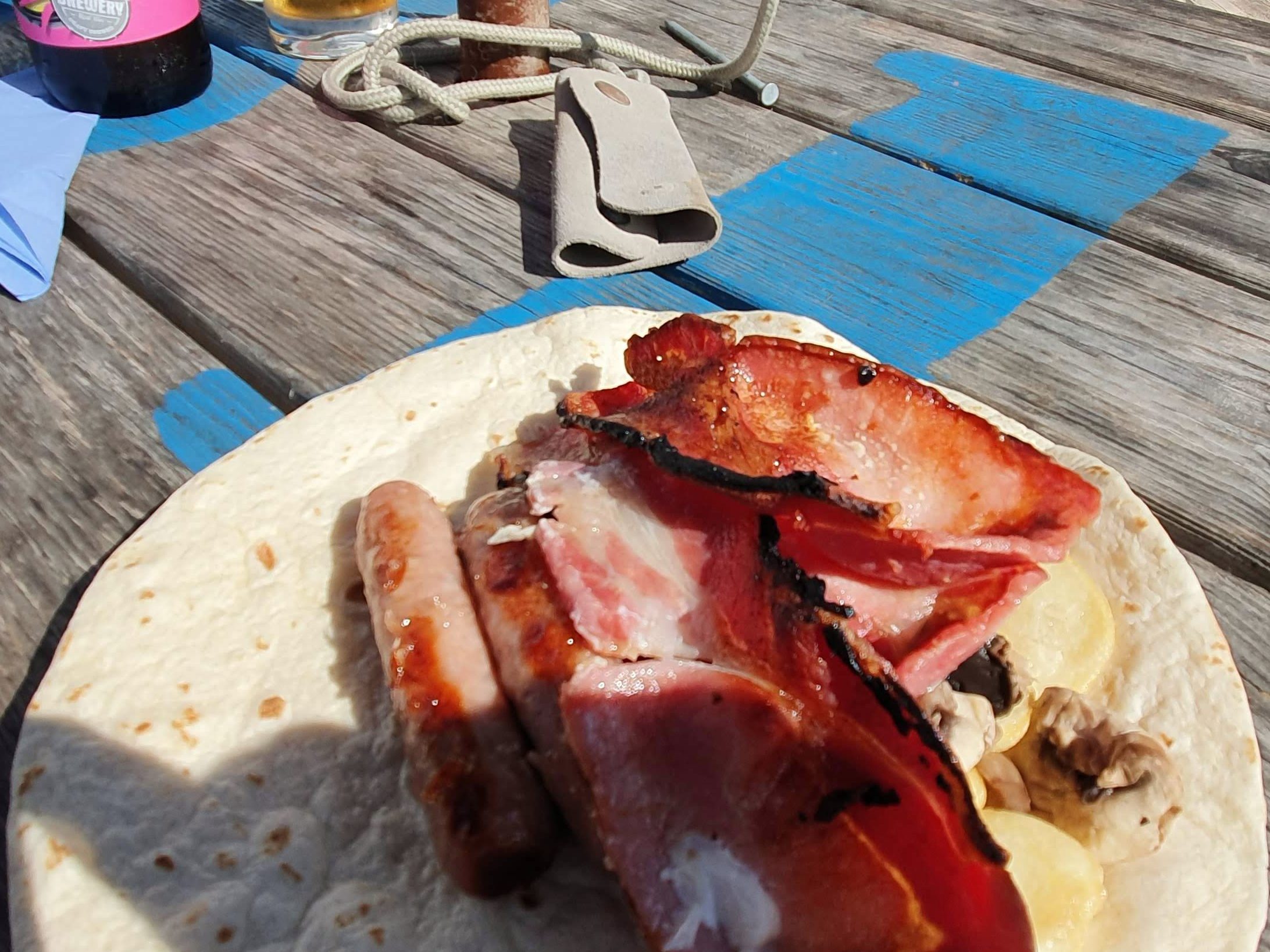 Breakfast wrap at the Winking Prawn, North Sands Beach 2019, Salcombe