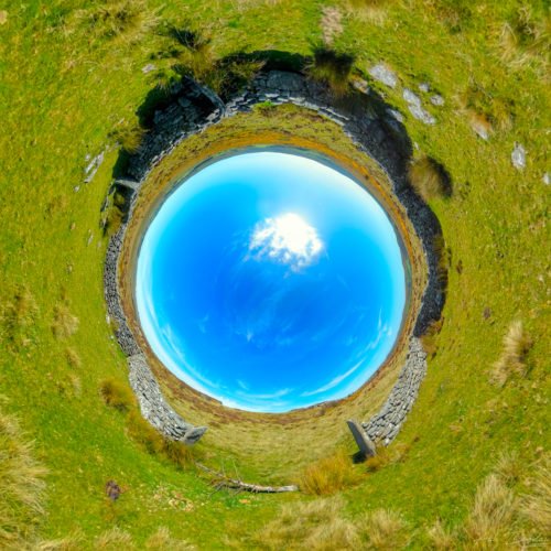 Overlooking moorland, forest and Blue skies