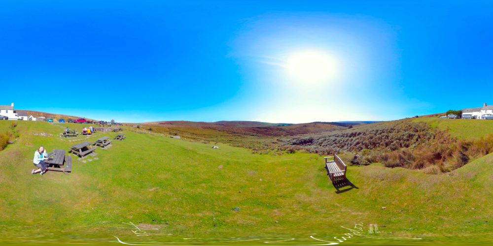 beer garden view over dartmoor