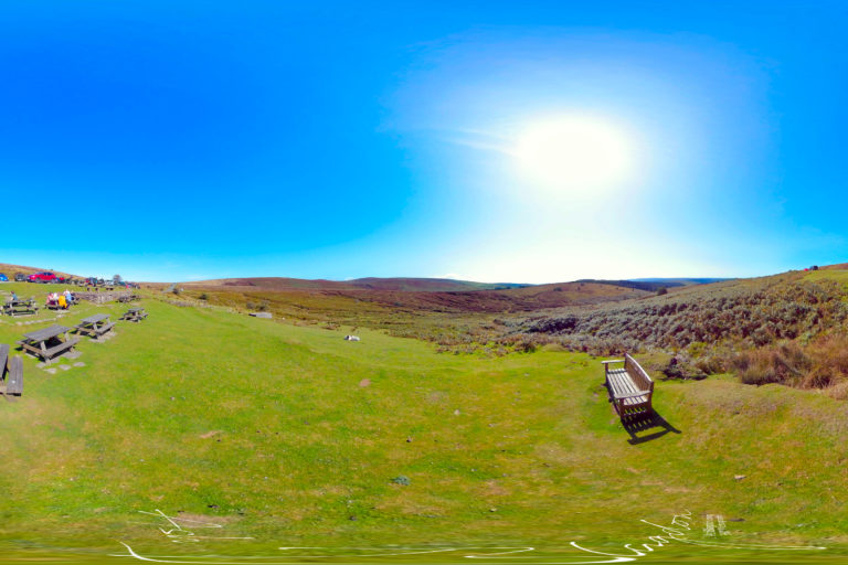 beer garden view over dartmoor