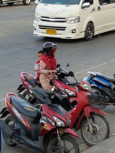 Strangely kids don't seem to wear helmets? Krabi Town 2016 10