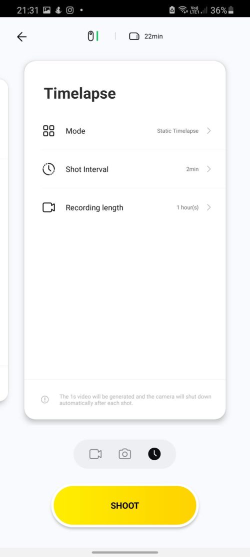 Insta360 Go App Timelapse Bluetooth control