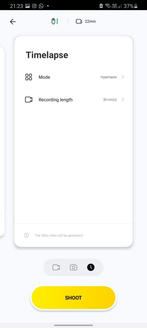 Insta360 Go App Timelapse Bluetooth control