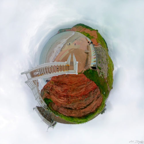 Jacob’s Ladder Beach Tiny Planet 20220609, Sidmouth (1)
